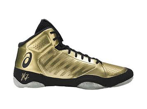 gold and black boxing boots