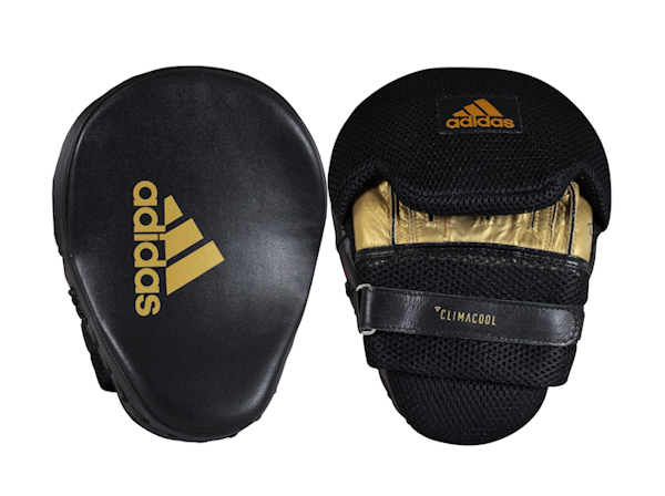 Adidas Boxing Leather Professional Focus Pads Mitts Black Gold The Boxing Corner Adidas Boxing Leather Professional Focus Pads Mitts Black Gold The Boxing Corner